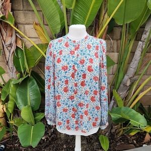 Spell And The Gypst Floral Blue Red Button Up Blouse Extra Small